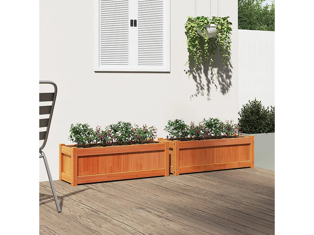 Jardinières 2 pcs marron bois de pin massif