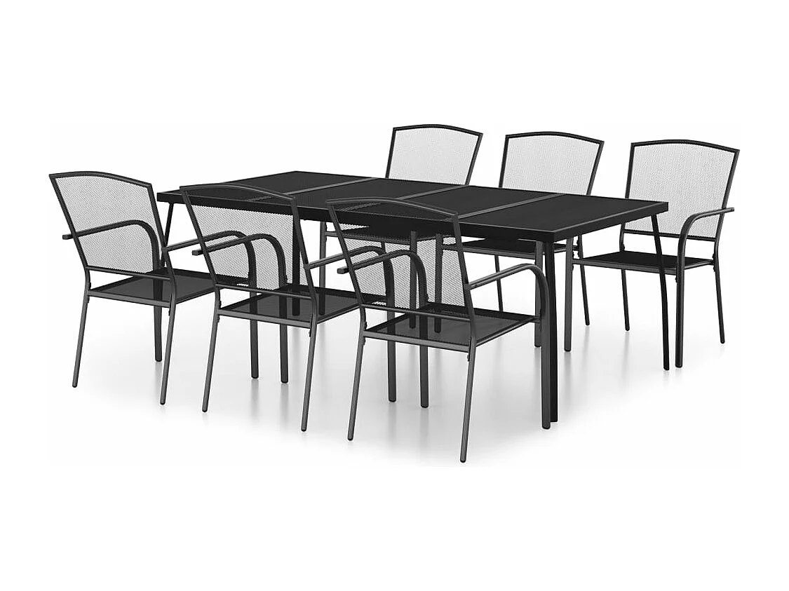 Ensemble à manger de jardin 7 pcs anthracite acier