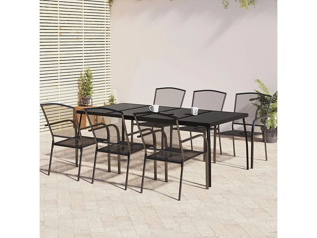 Ensemble à manger de jardin 7 pcs anthracite acier