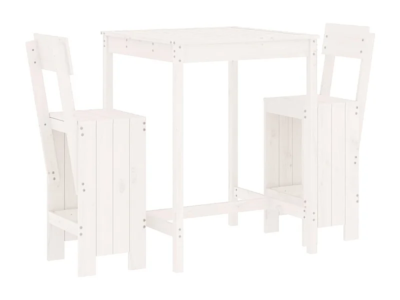 Ensemble de bar de jardin 3 pcs blanc bois de pin massif