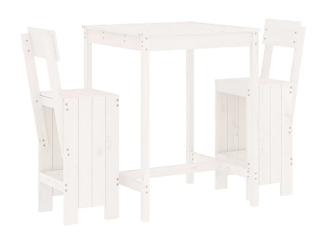 Ensemble de bar de jardin 3 pcs blanc bois de pin massif