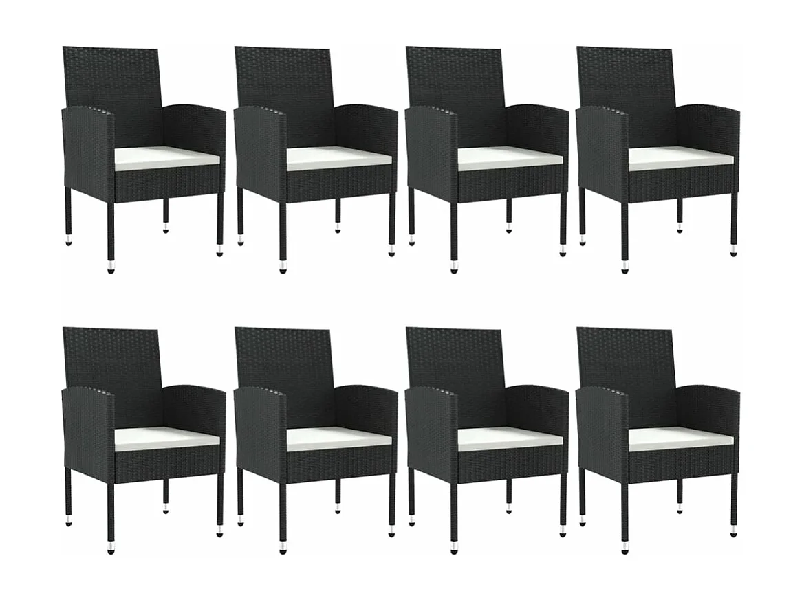 Ensemble à manger de jardin 9 pcs noir résine tressée et acier