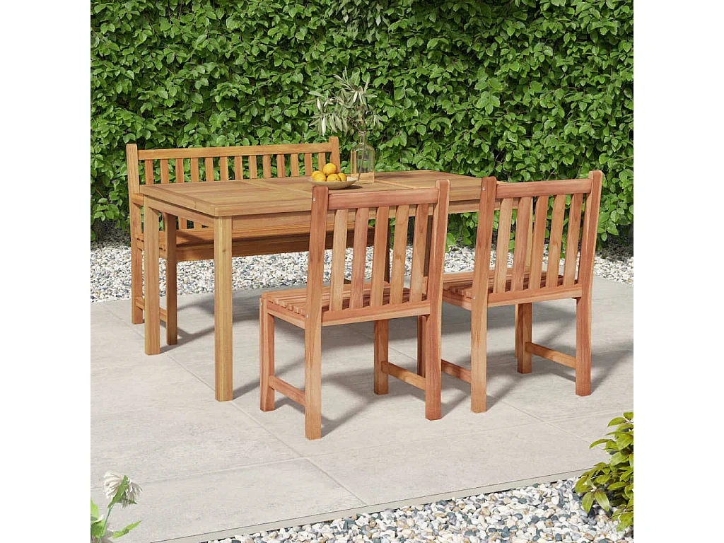 Ensemble à manger de jardin 4 pcs Bois de teck massif