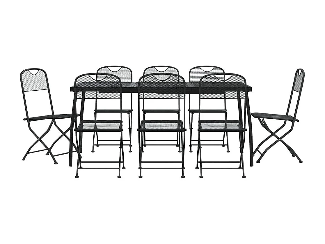 Ensemble à manger de jardin 9 pcs anthracite métal maille