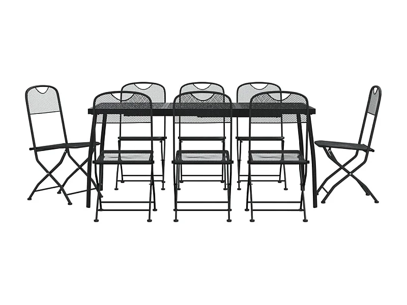 Ensemble à manger de jardin 9 pcs anthracite métal maille