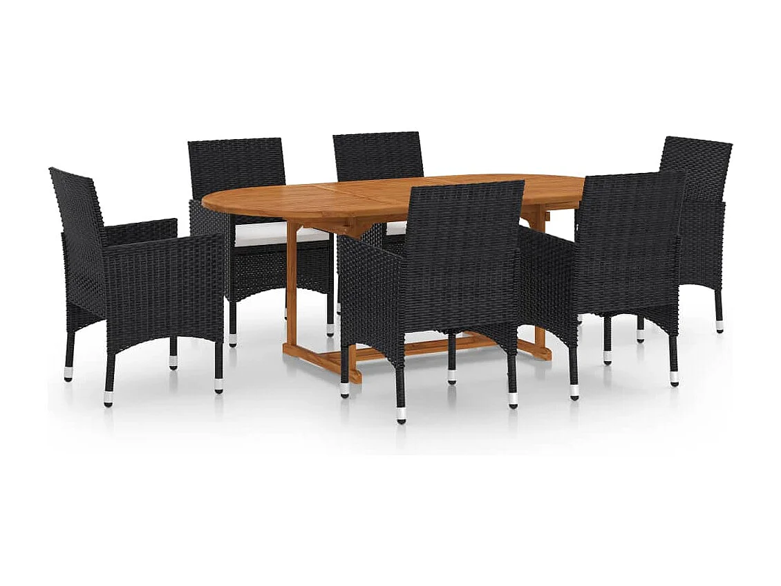 Ensemble de salle à manger de jardin 7 pcs Résine tressée Noir 5