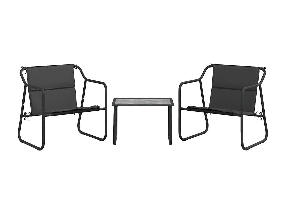 Salon de jardin avec coussins 3 pcs anthracite acier