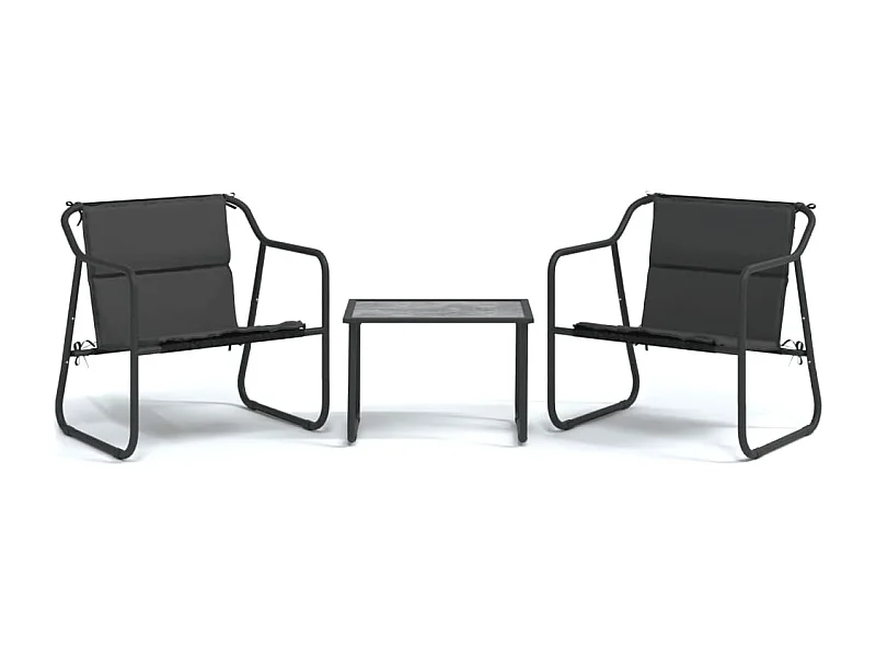 Salon de jardin avec coussins 3 pcs anthracite acier