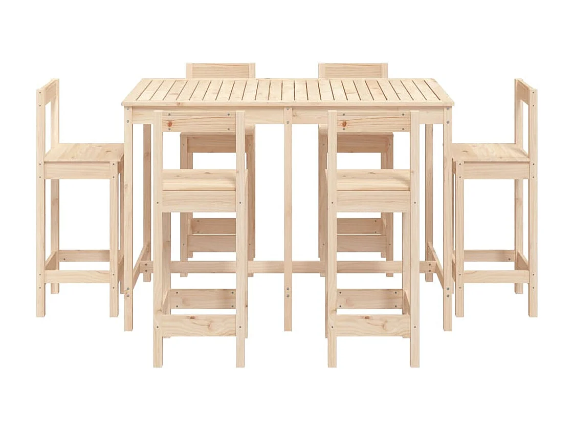 Ensemble de bar de jardin 7 pcs Bois de pin massif