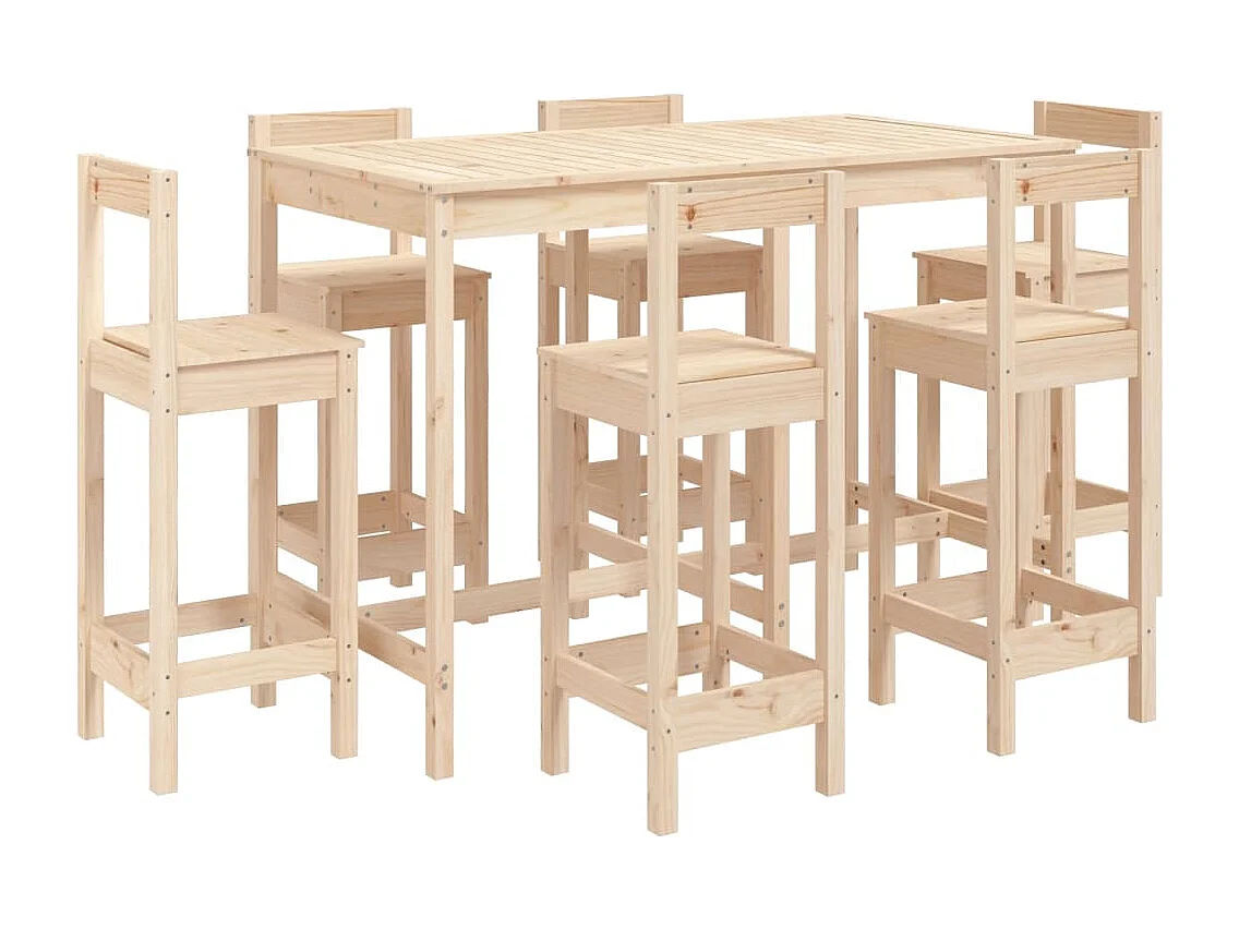 Ensemble de bar de jardin 7 pcs Bois de pin massif