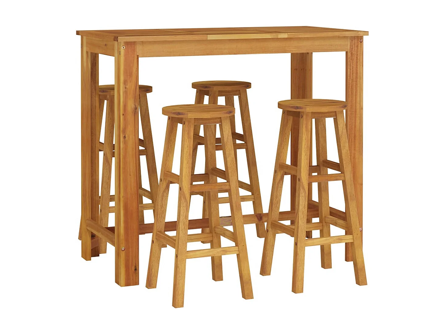 Ensemble de bar de jardin 5 pcs bois d'acacia solide