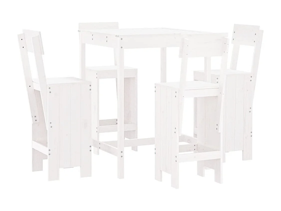 Ensemble de bar de jardin 5 pcs blanc bois massif de pin