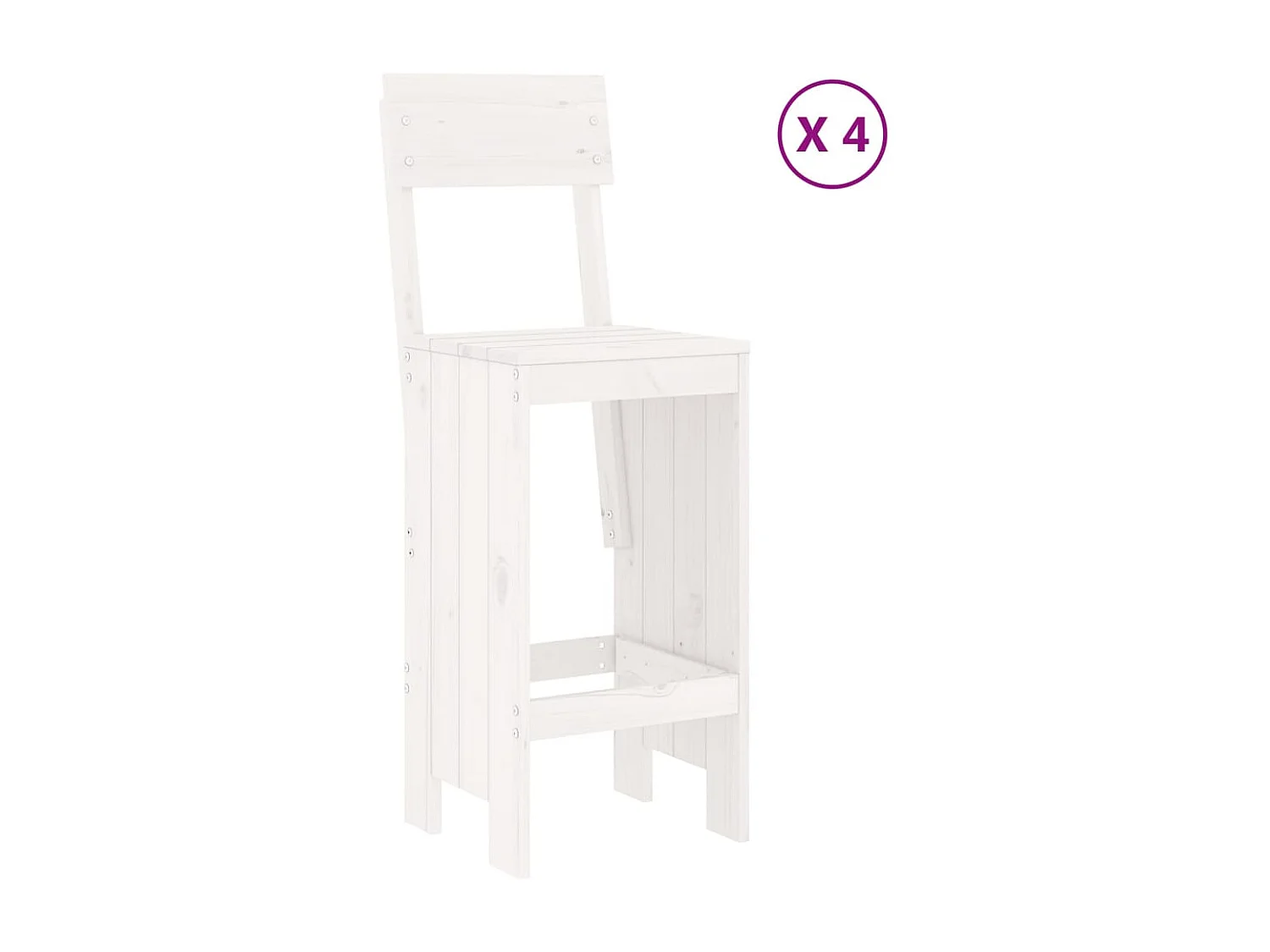 Ensemble de bar de jardin 5 pcs blanc bois massif de pin