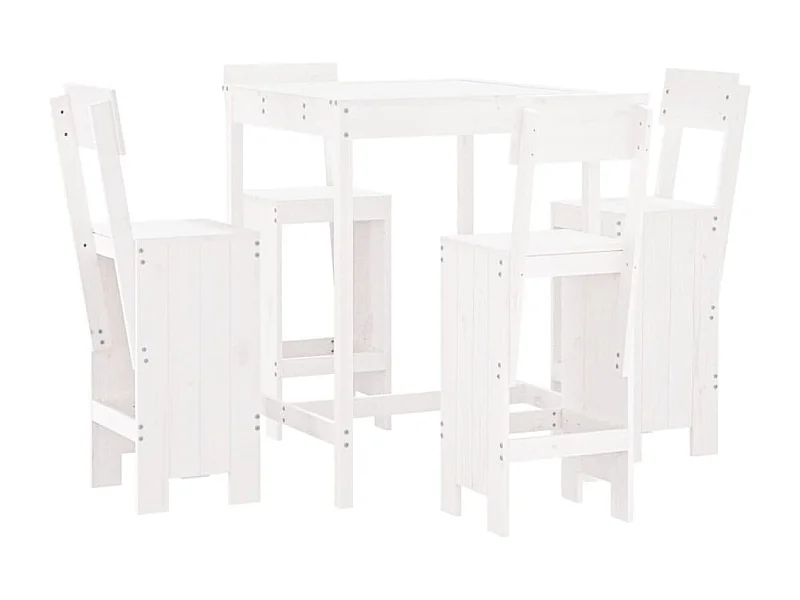 Ensemble de bar de jardin 5 pcs blanc bois massif de pin