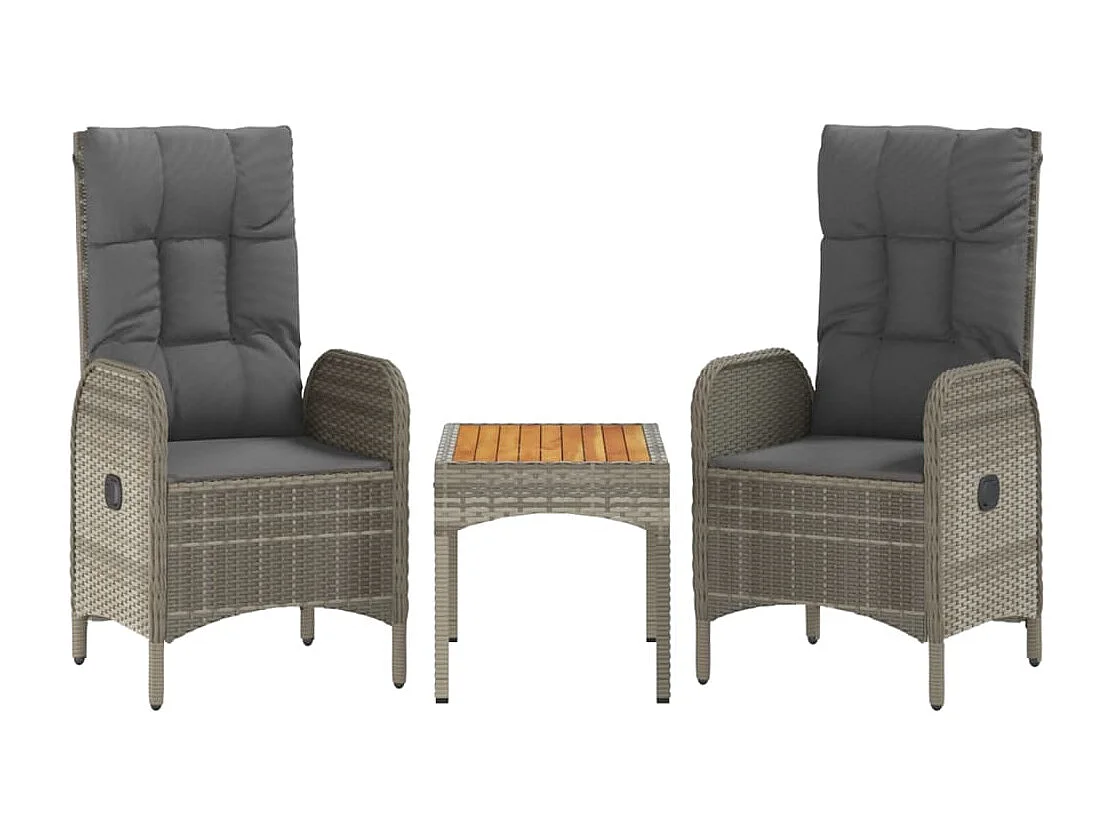 Ensemble à manger de jardin 5 pcs coussins gris résine tressée