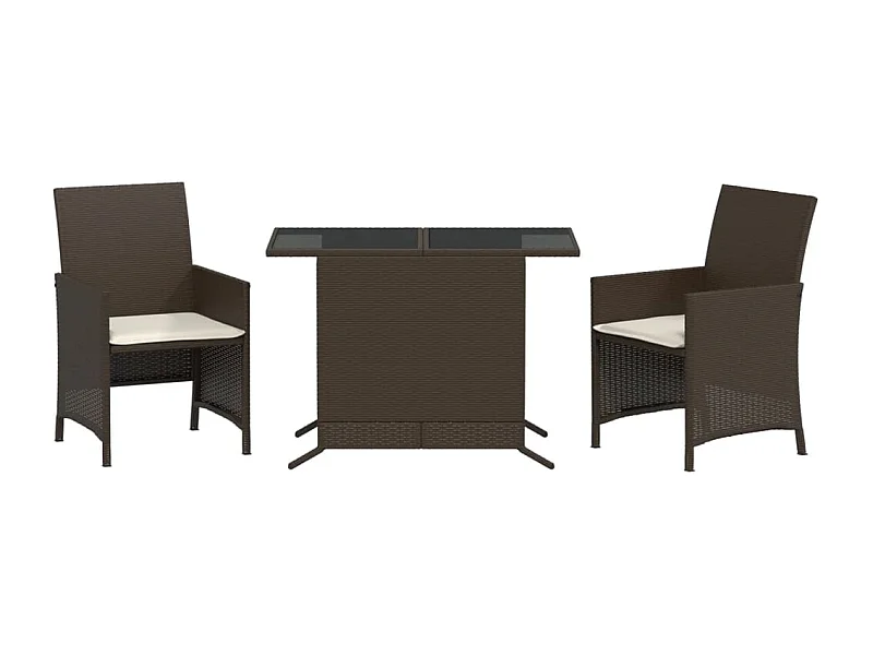 Ensemble de bistro 3 pcs avec coussins marron résine tressée