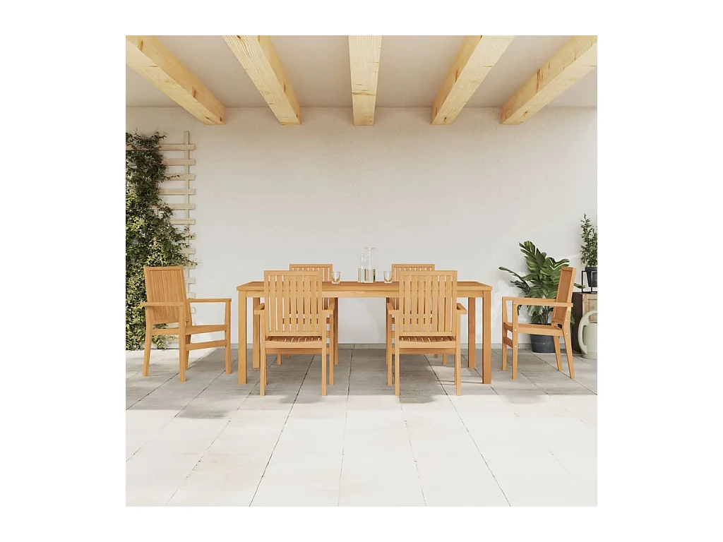 Ensemble à manger de jardin 7 pcs Bois de teck solide