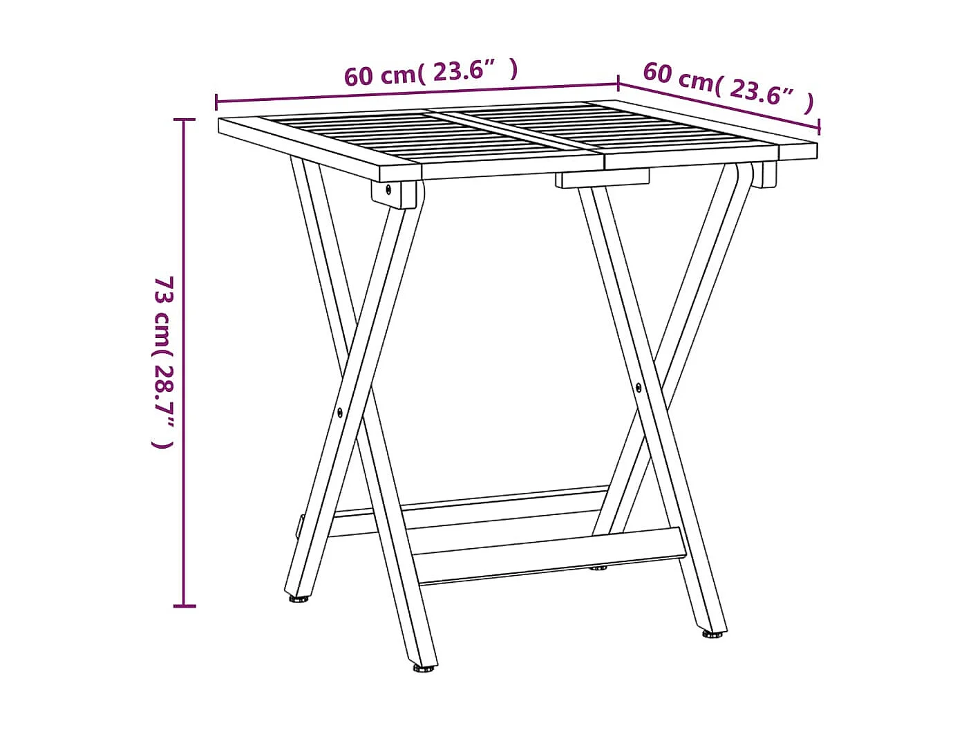 Ensemble de bistro pliable 3 pcs avec coussins Acacia solide