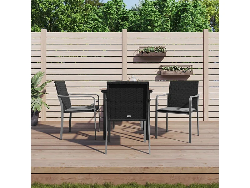 Ensemble à manger de jardin 5 pcs coussins résine tressée acier