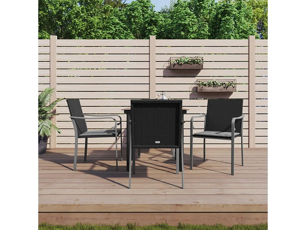 Ensemble à manger de jardin 5 pcs coussins résine tressée acier