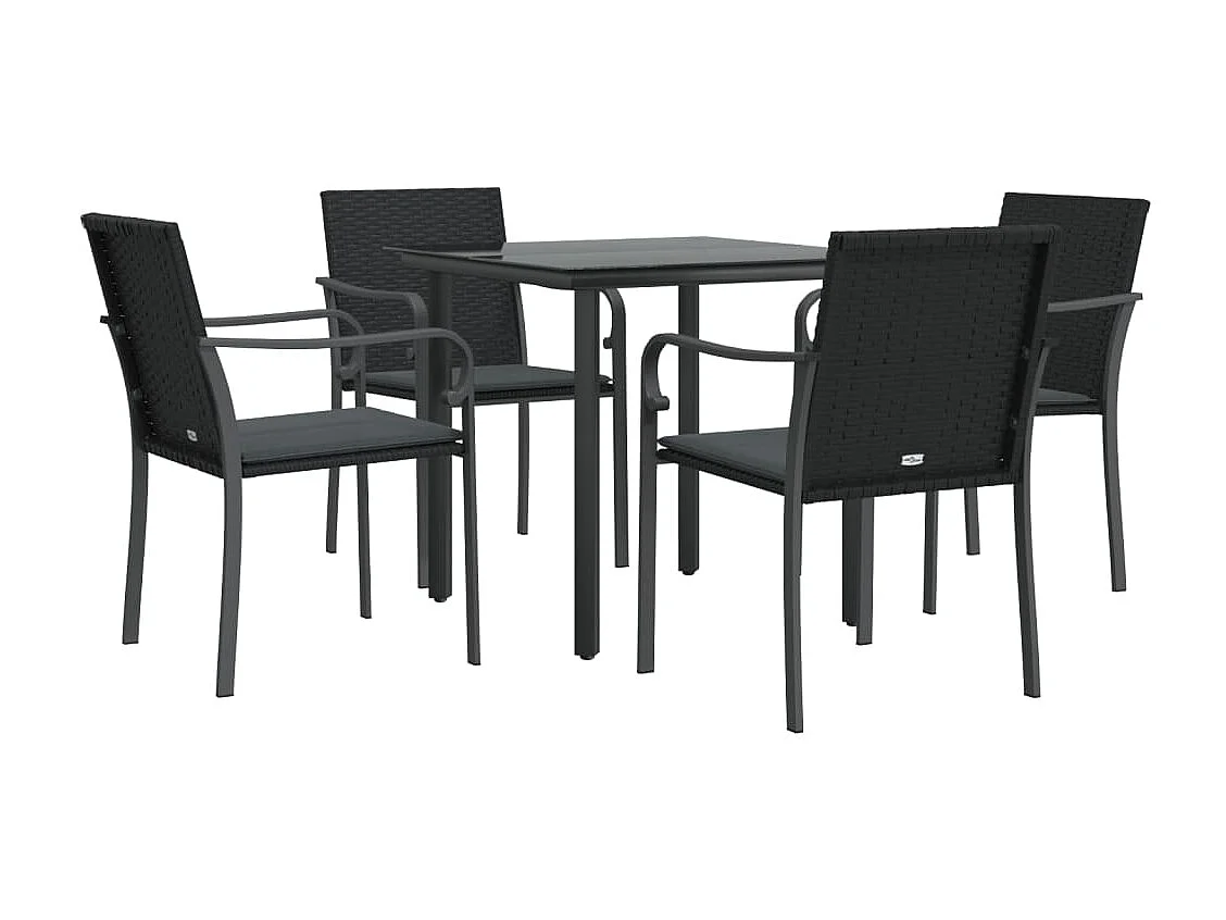 Ensemble à manger de jardin 5 pcs coussins résine tressée acier