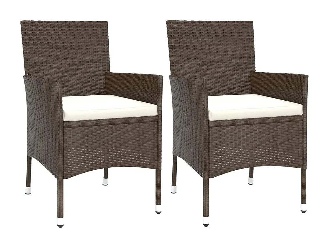 3-delige Bistroset met kussens poly rattan bruin