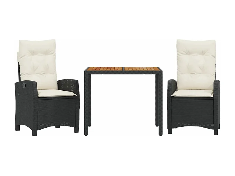 Ensemble à manger de jardin avec coussins 3 pcs Noir