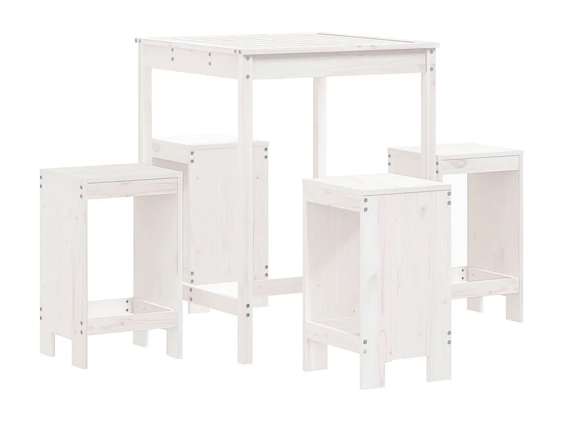 Ensemble de bar de jardin 5 pcs blanc bois massif de pin