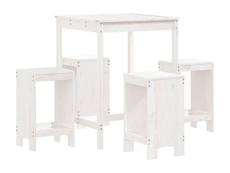 Ensemble de bar de jardin 5 pcs blanc bois massif de pin