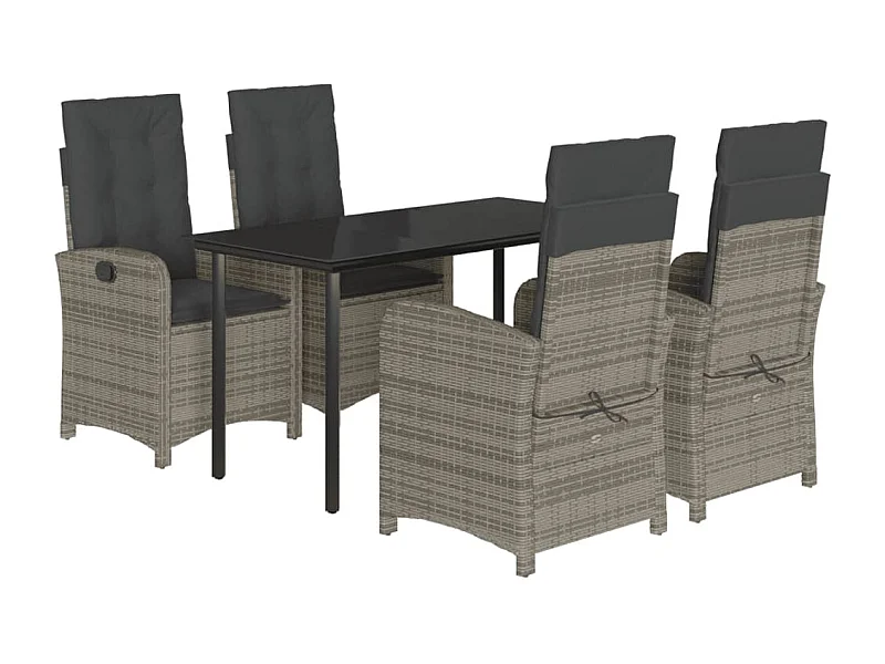 Ensemble à manger de jardin 5 pcs coussins gris résine tressée