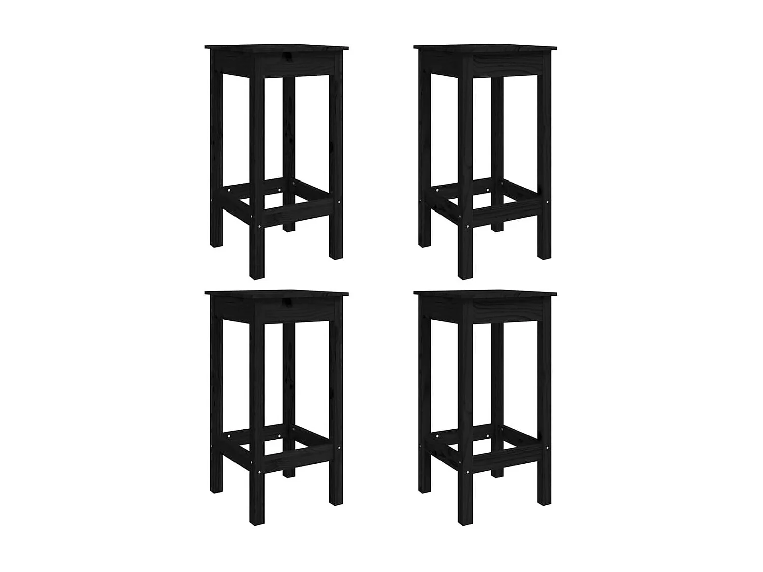 Ensemble de bar de jardin 5 pcs noir bois de pin massif
