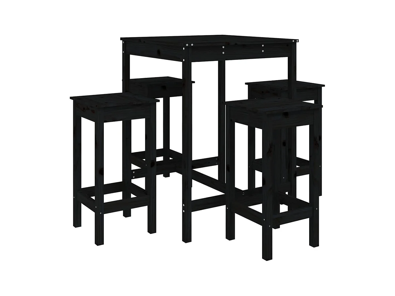 Ensemble de bar de jardin 5 pcs noir bois de pin massif