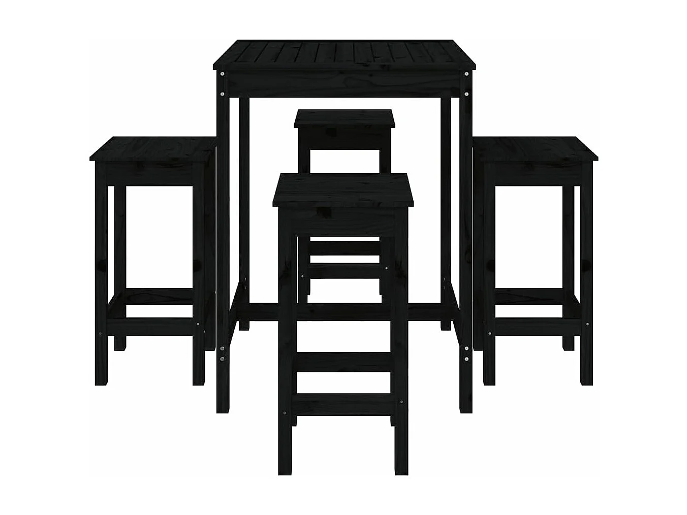 Ensemble de bar de jardin 5 pcs noir bois de pin massif