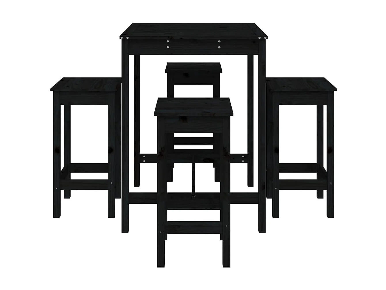 Ensemble de bar de jardin 5 pcs noir bois de pin massif