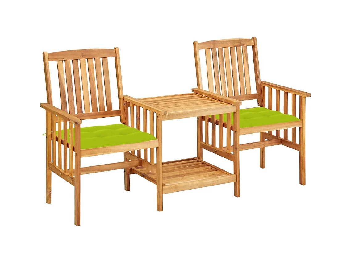 Chaises de jardin avec table à thé et coussins Acacia solide 25