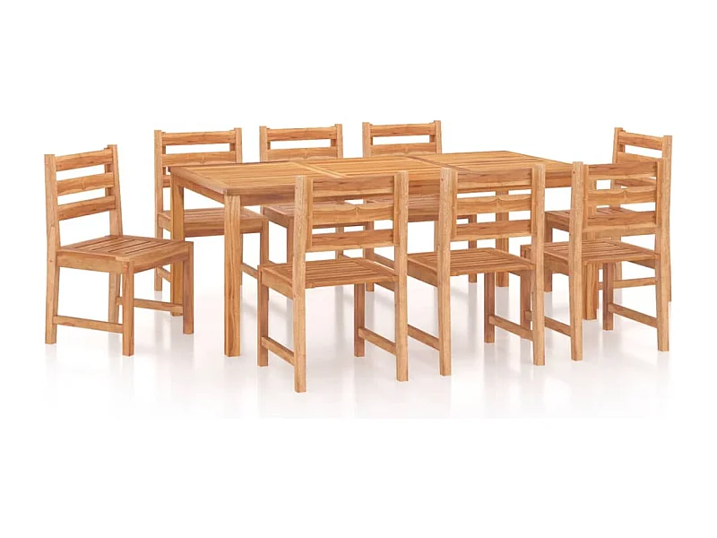 Ensemble à manger de jardin 9 pcs Bois de teck solide