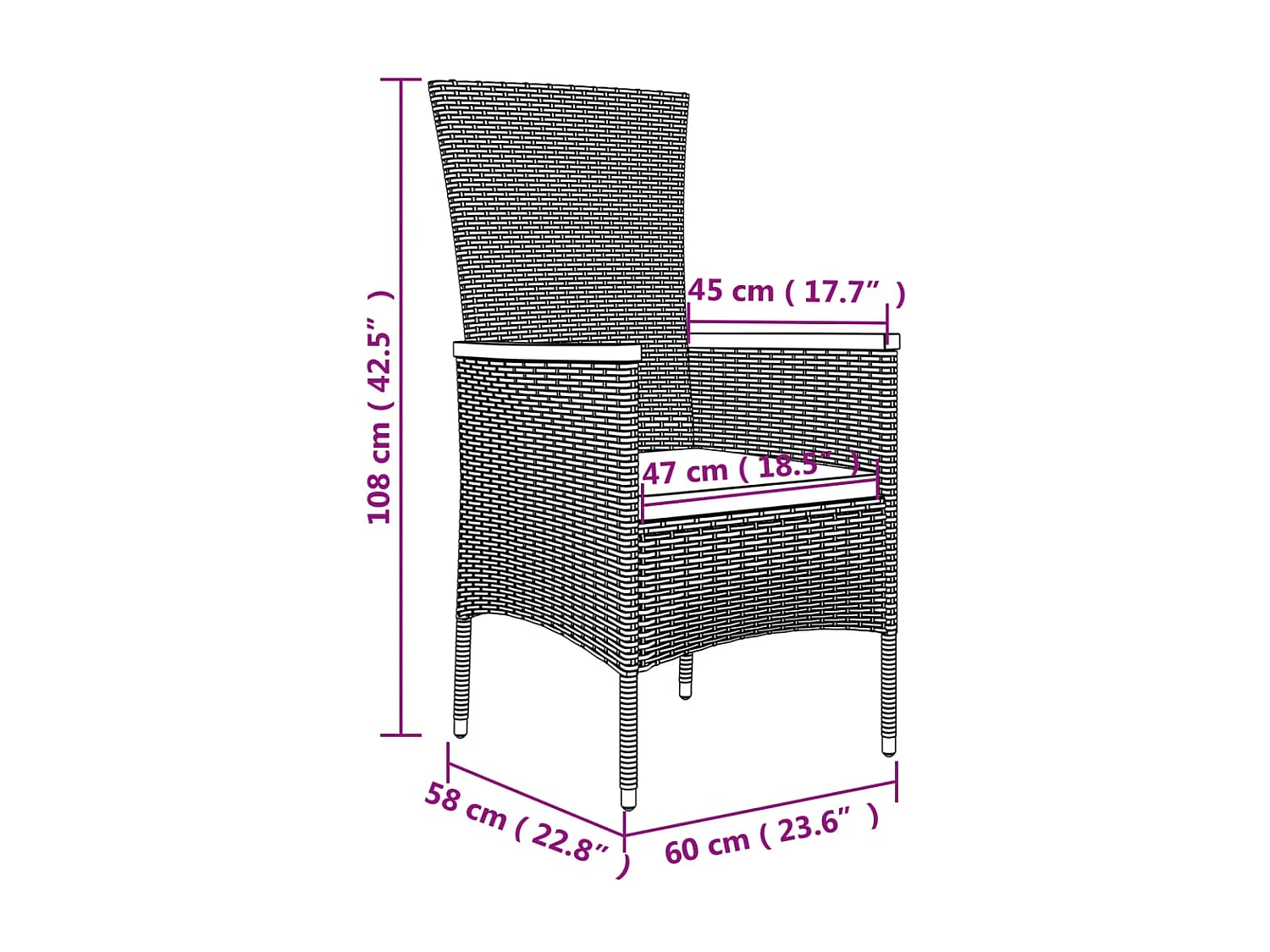 Ensemble à manger de jardin et coussins 7 pcs gris rotin