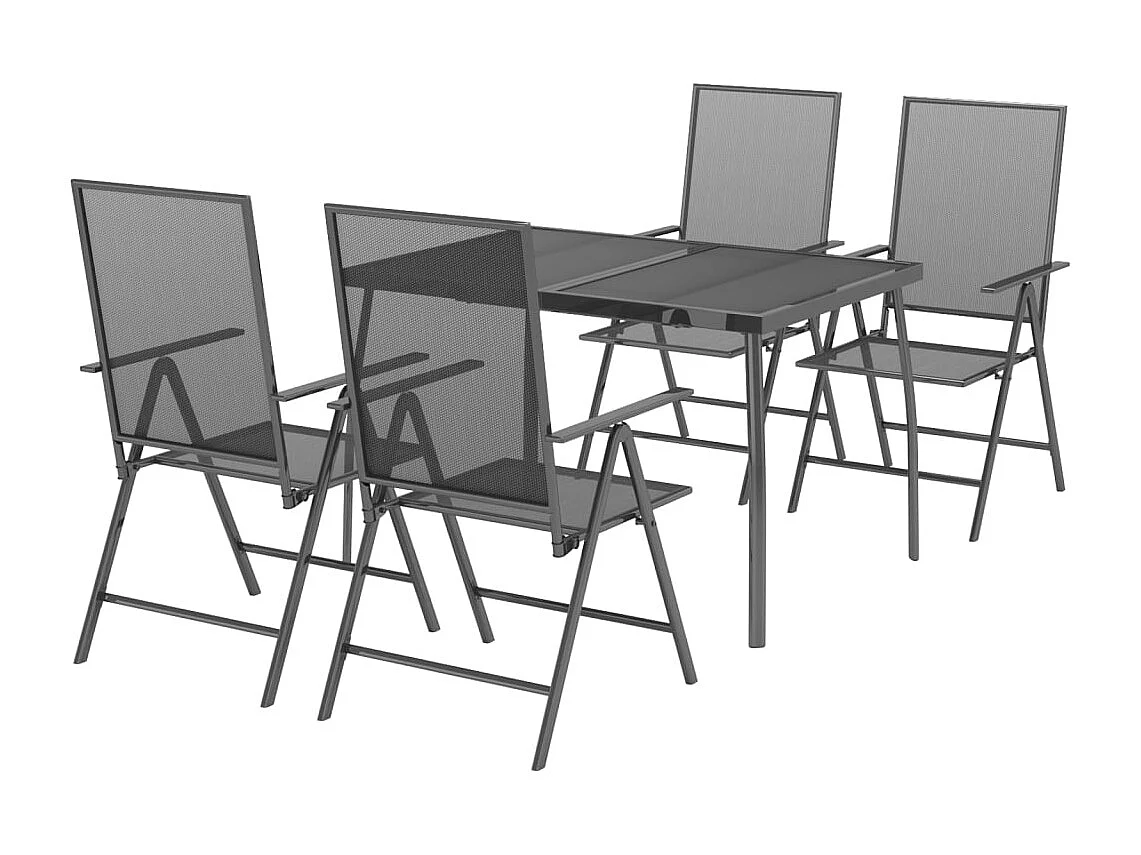 Ensemble à manger de jardin 5 pcs anthracite acier