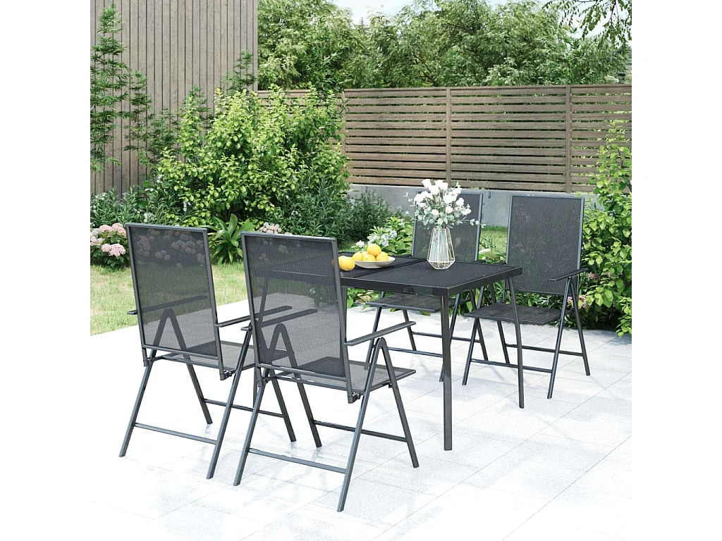 Ensemble à manger de jardin 5 pcs anthracite acier
