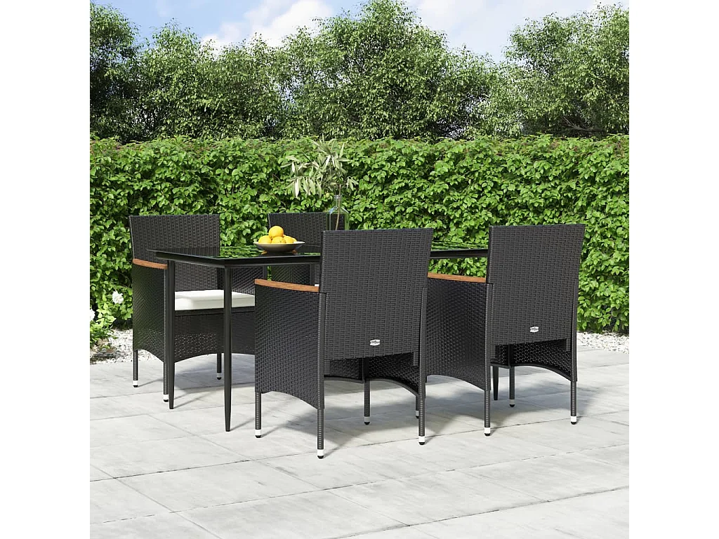 Ensemble à manger de jardin avec coussins 5 pcs Noir