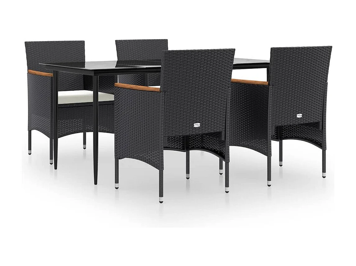 Ensemble à manger de jardin avec coussins 5 pcs Noir