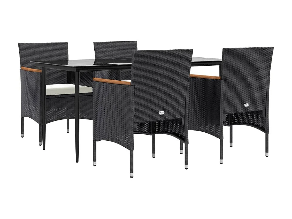 Ensemble à manger de jardin avec coussins 5 pcs Noir