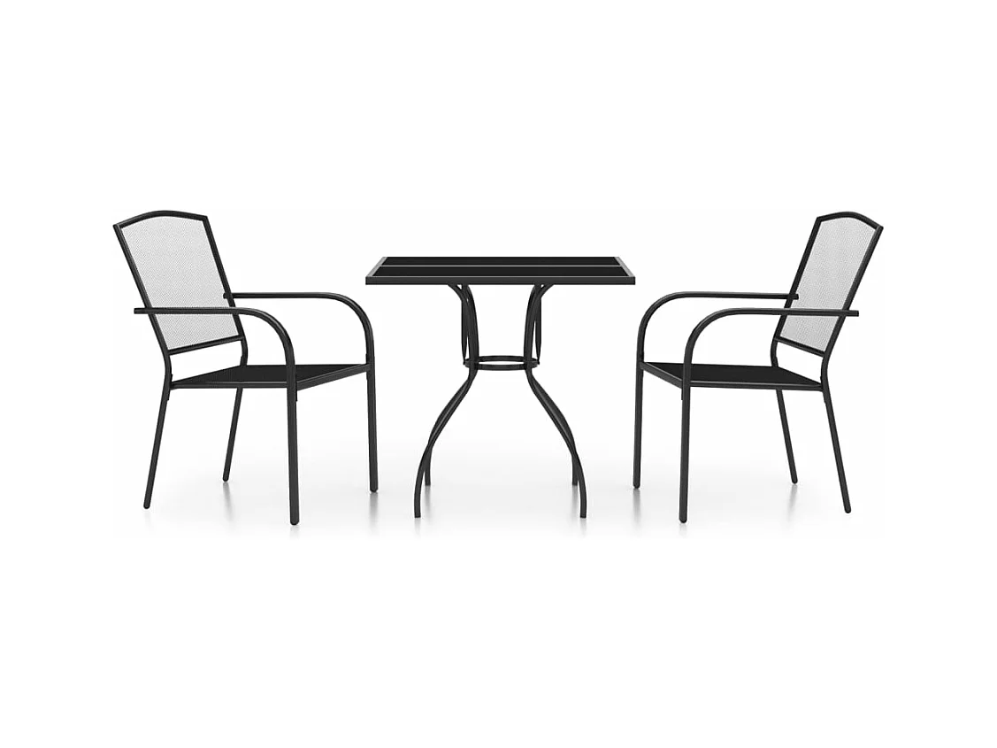 Ensemble à manger de jardin 3 pcs anthracite acier
