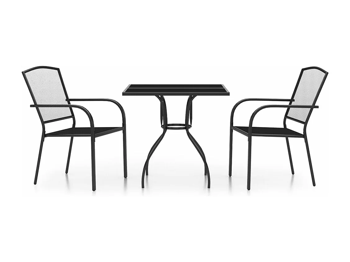 Ensemble à manger de jardin 3 pcs anthracite acier