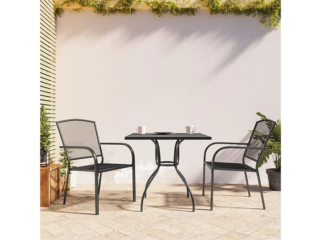 Ensemble à manger de jardin 3 pcs anthracite acier