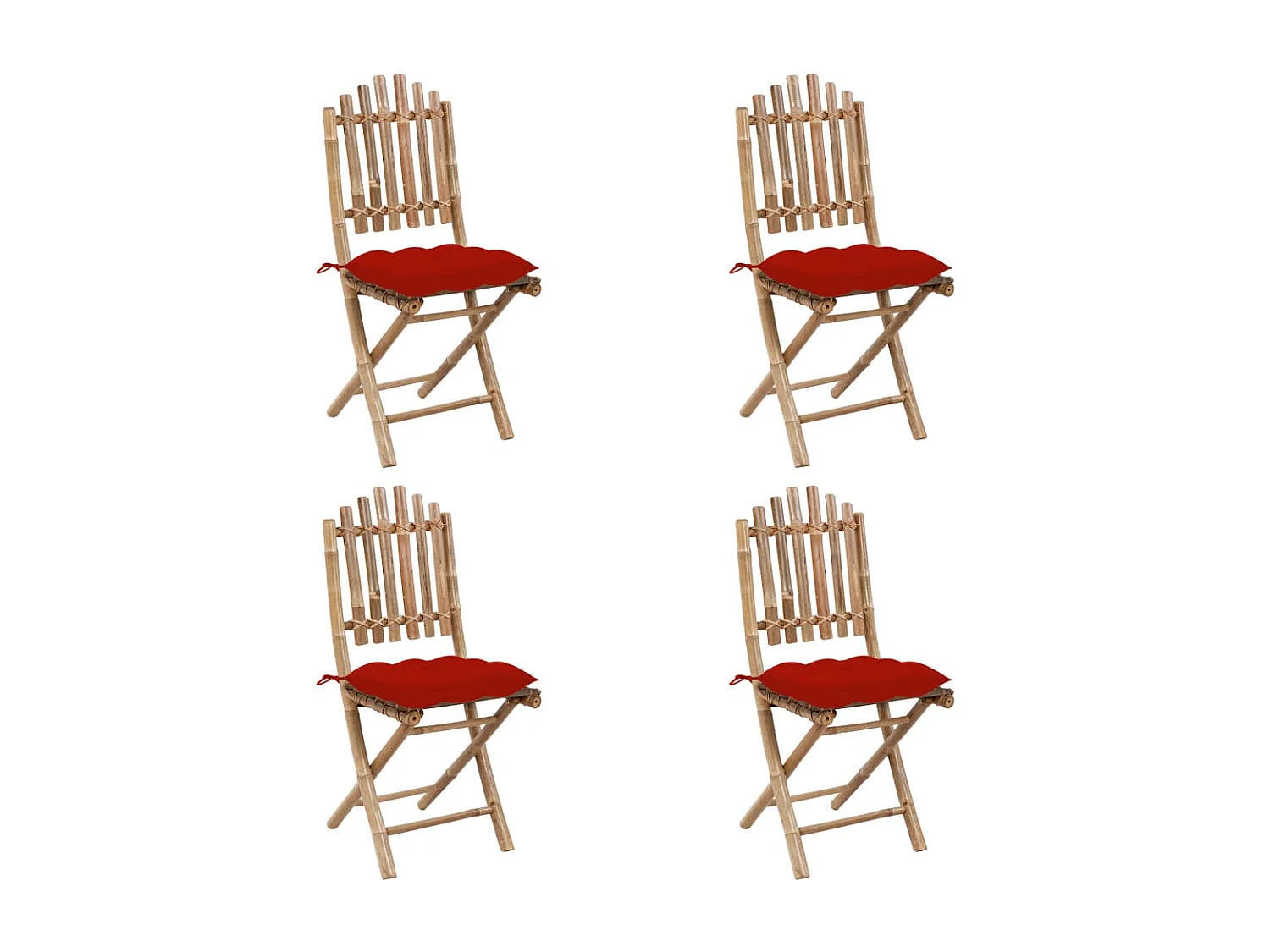Mobilier à dîner d'extérieur pliable 5 pcs avec coussins Bambou 9