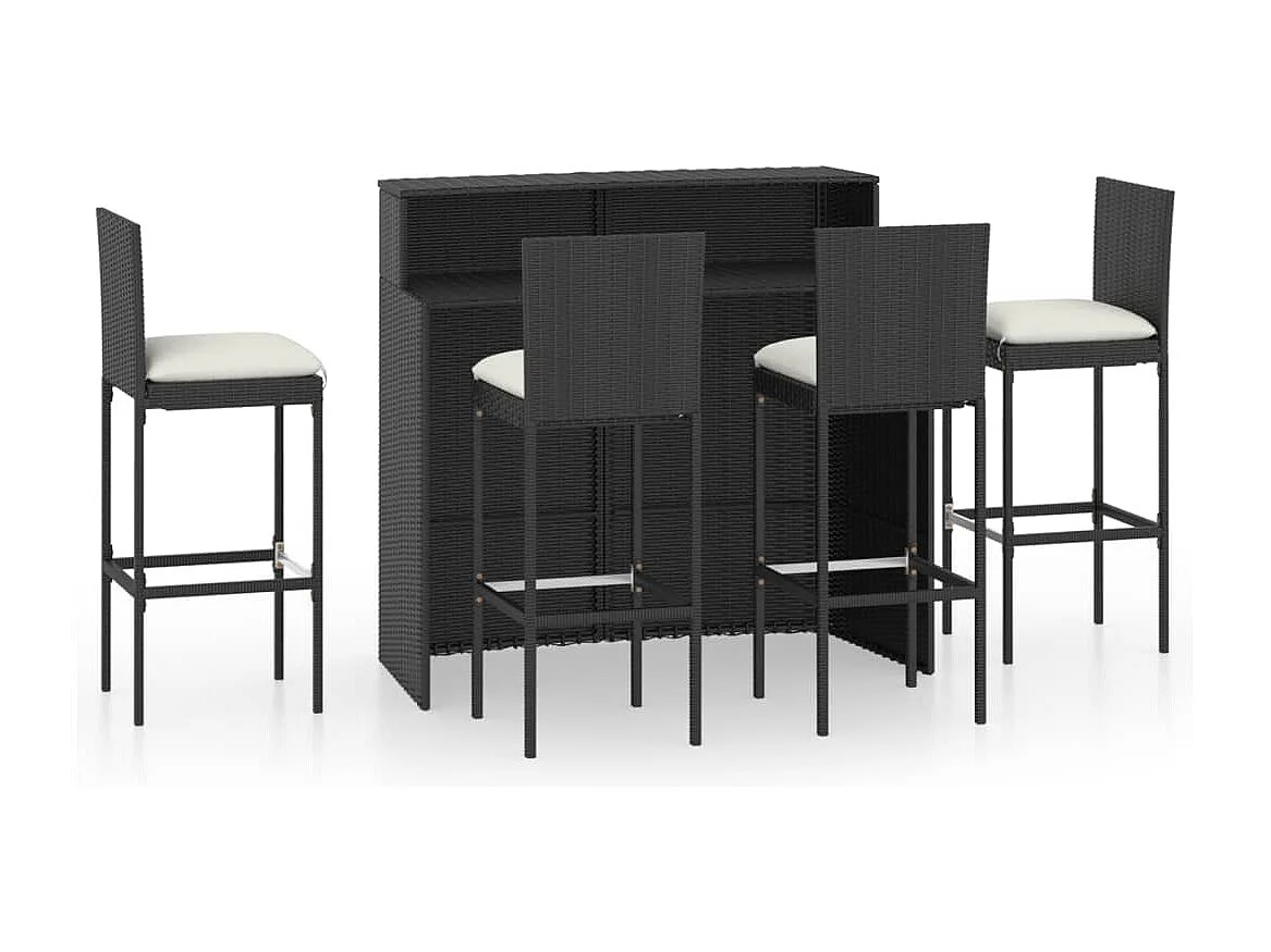 Ensemble de bar de jardin avec coussins 5 pcs Noir 5