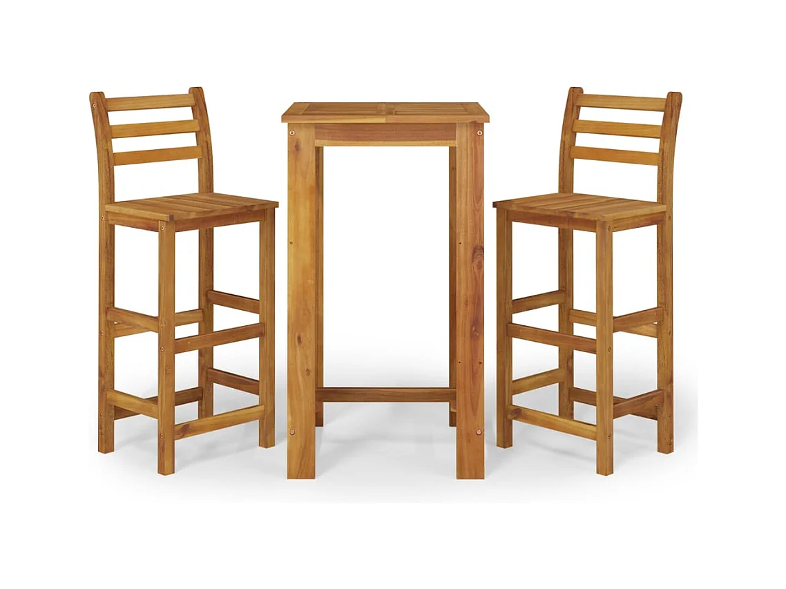 Ensemble de bar de jardin 3 pcs bois d'acacia solide