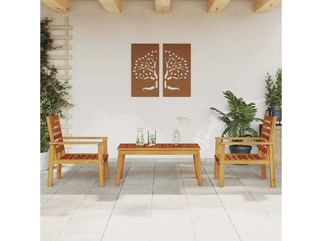 Ensemble de salon de jardin 3 pcs bois d'acacia solide