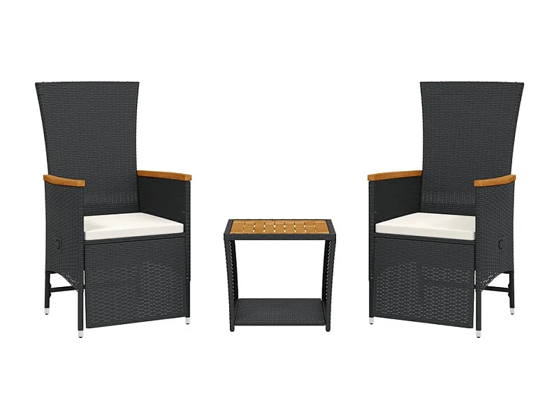 Ensemble à manger de jardin avec coussins 3 pcs Noir